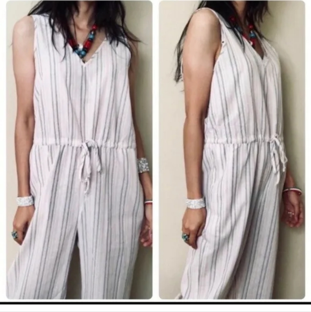 Anthropologie Drew Striped Jumpsuit Beachy like new
